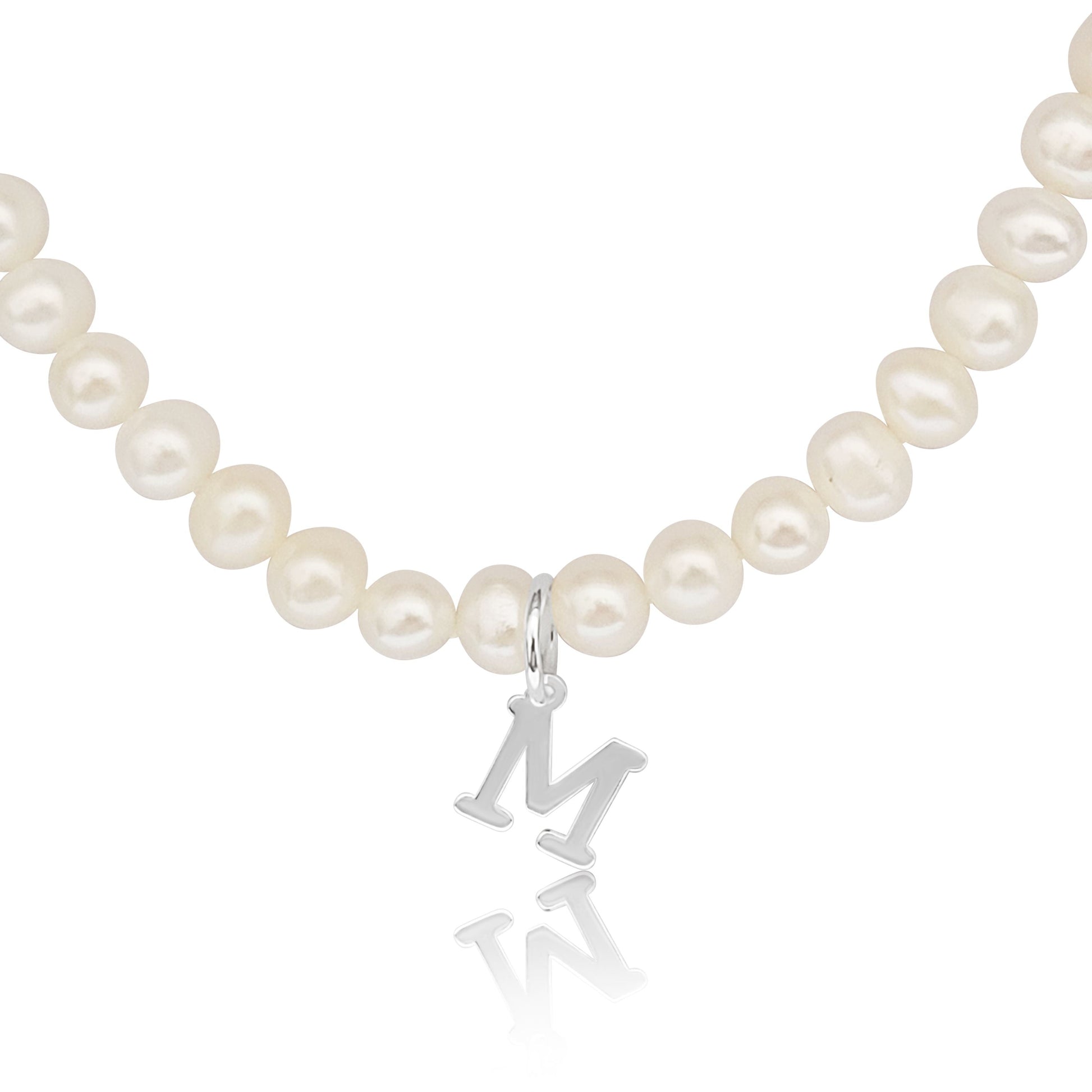 Culture Pearl Neckalce with Letter in Silver - MIMUKA