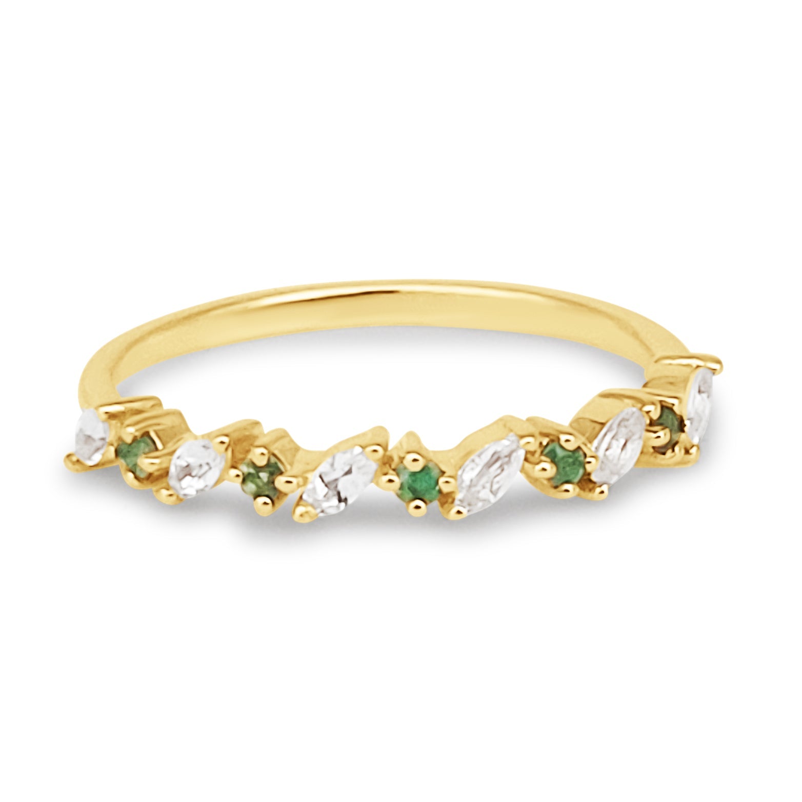 Emerald Precious Stones 9K Yellow gold Ring - MIMUKA